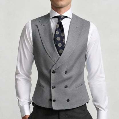 Men Vest Sky Blue Double Breasted Solid Waistcoat For Wedding Banquet Business Party Work Office Casual Daily Men Suit Vest