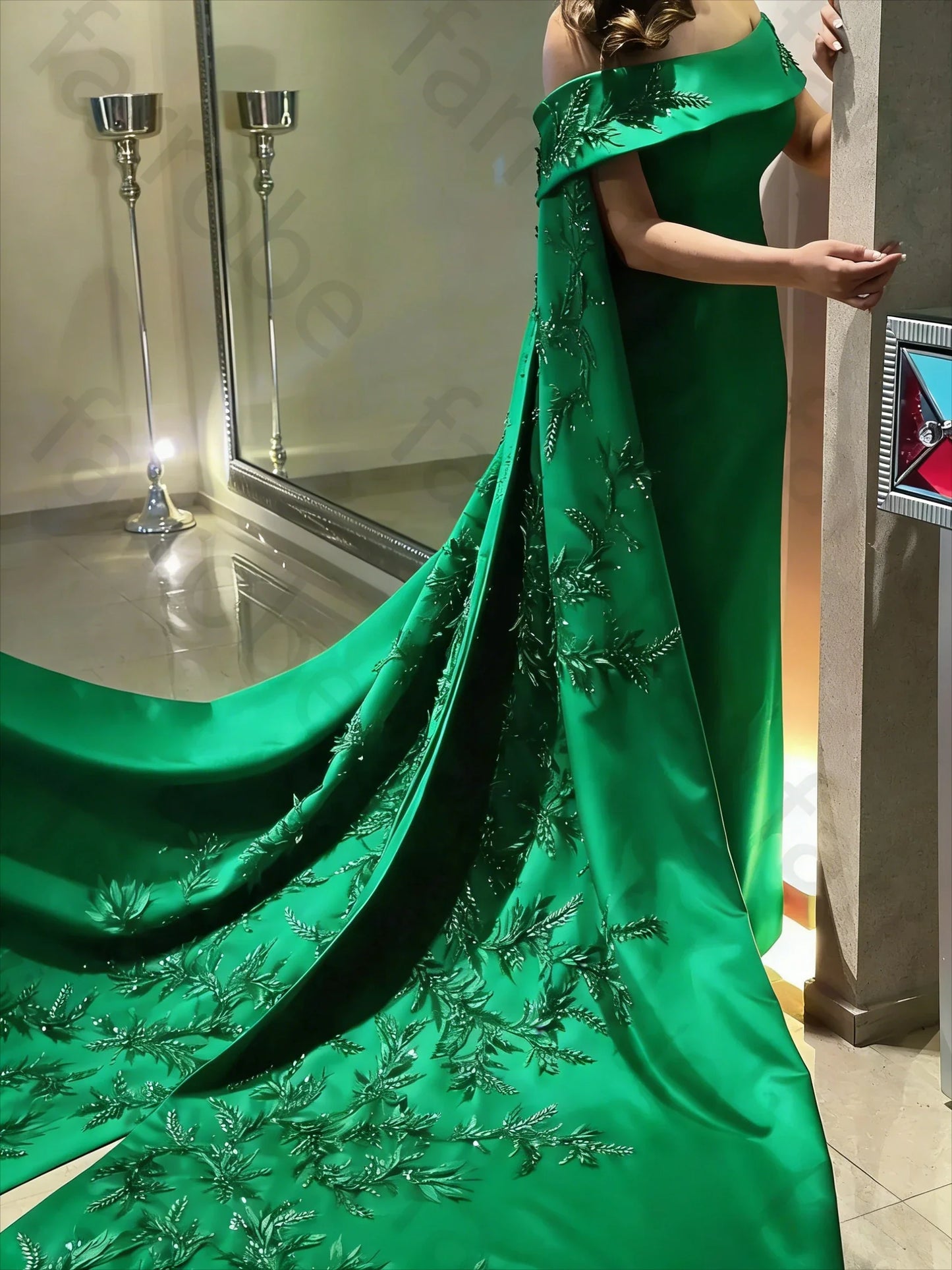 Customized Ankle Length Sheath Evening Party Gowns Women Beaded Applique Long Wrap Prom Dresses Zipper Back Vestidos Des