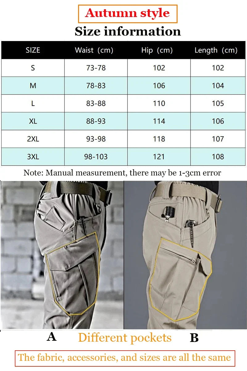 2024 City Cargo Pants Men Winter Tactical Fleece Sharkskin Warm Trousers Outdoor Waterproof Multi-Pocket Climbing Trekking Pants