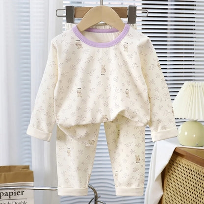 Kids Autumn Pajamas Sets Baby Boys Girls Cute Cartoon Print Long Sleeve O-neck T-Shirt Tops with Pants Toddler Casual Sleepwear