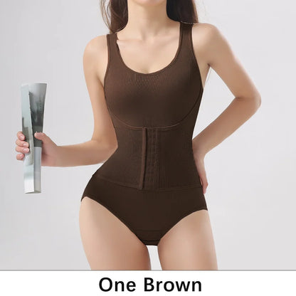 Woman Slim Bodysuit Shapewear with Zipper Belt Women Tummy Control Fajas Body Shaper Waist Trainer Slimming Cincher Corset Tops