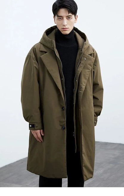 2024 Spring and Autumn New Fashion Solid Color Windproof Long Trench Coat Men's Casual Loose Large Size High Quality Coat M-5XL