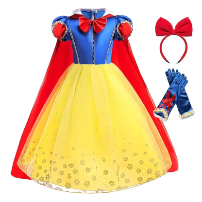 Deluxe Snow White Gown Set with Accessories Princess Costume Fairy Cosplay for Girls Kids Toddler Carnival Party Vestido