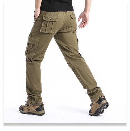 Big Size Men's Casual Sports Pants Stretch Waist Tactical Cargo Pants Man Hiking Pants Joggers Cotton Trousers