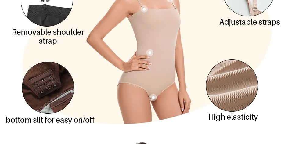 Slimming Strapless Bodysuit Off Shoulder Women Shorts Shapewear Tummy Control Body Shaper Sexy Fajas Underwear Bodysuits