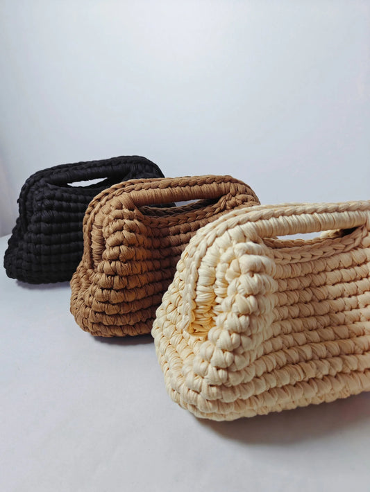 Yingzi Small Crochet Cluth Bag with Handle Handmade Evening Bag Makeup Bag