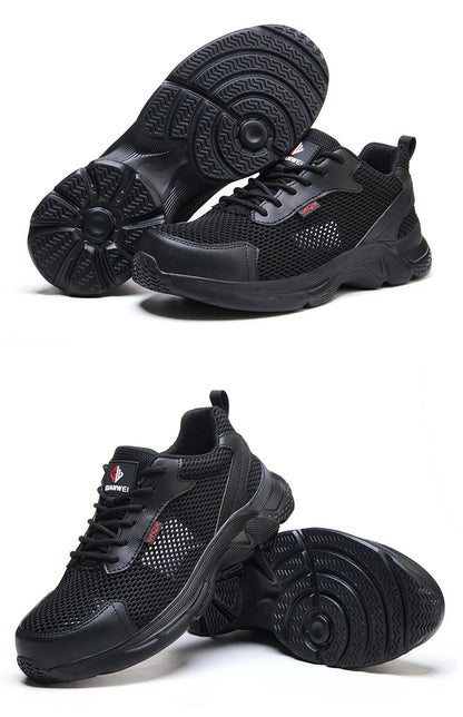 anti puncture men safety shoes summer breathable mesh work shoes industrial plastic toe sneakers construction insulated shoes