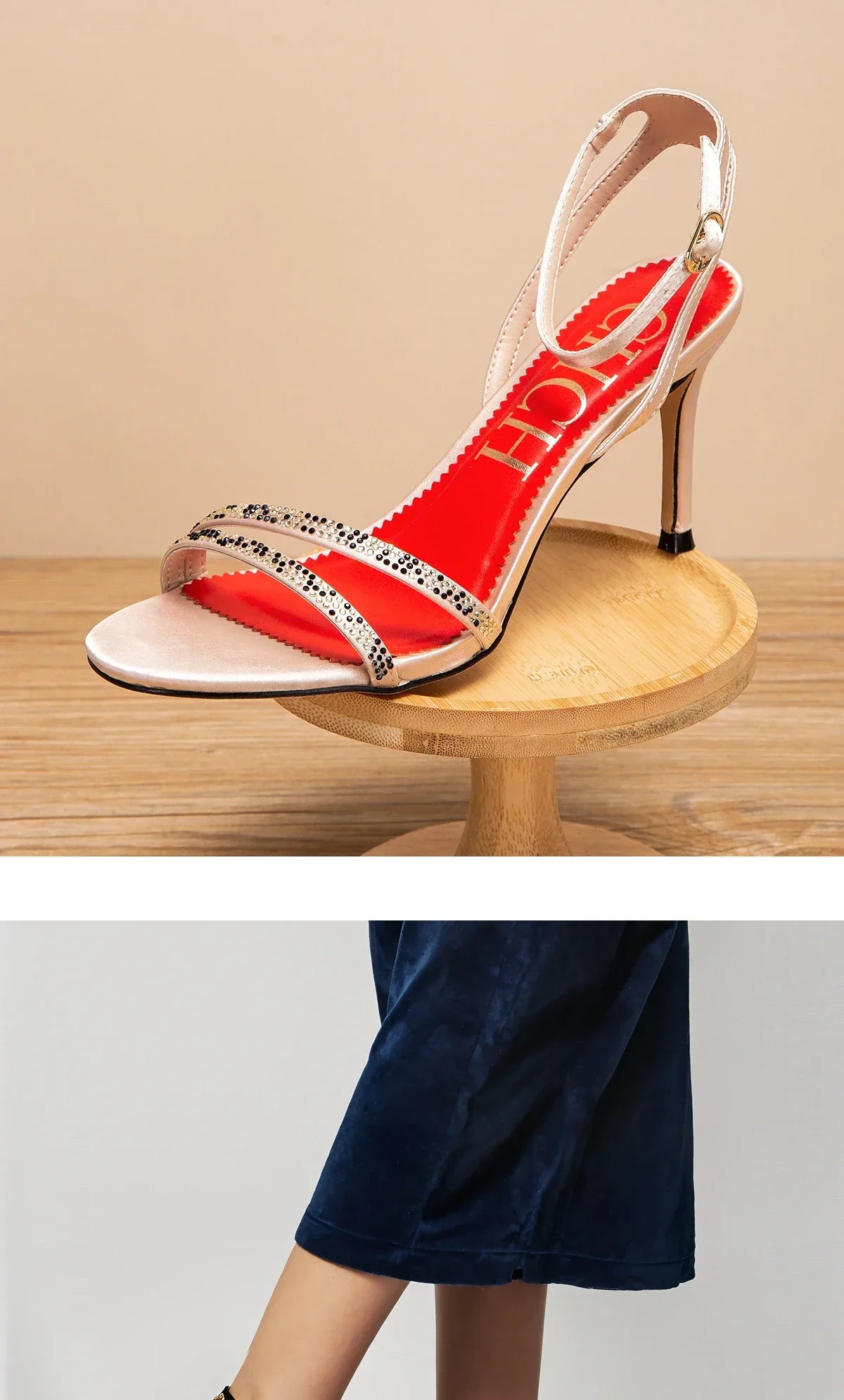 Women's High Heels Simple with Diamond Design Fine Workmanship Versatile Women's Sandals