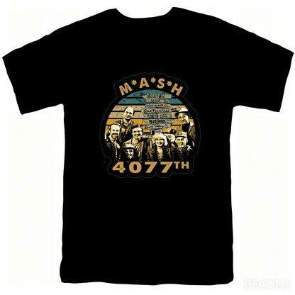 Mash Distressed Logo T Shirt Mens 4077 Licensed Classic TV Show Militarryy Green2026 High quality Brand Casual