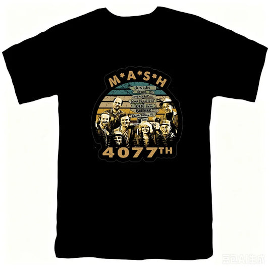 Mash Distressed Logo T Shirt Mens 4077 Licensed Classic TV Show Militarryy Green2026 High quality Brand Casual