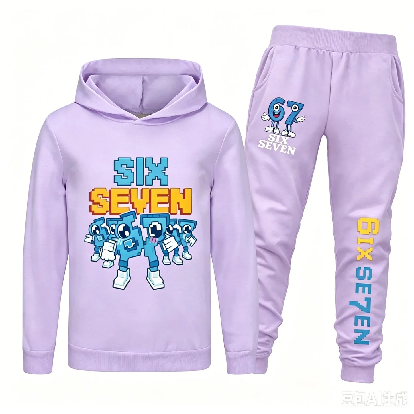 Spring Autumn Six Seven 67 Print Children Hoodies Set Kids Fashion Sportsuit Boys Long Sleeves Pants Suit 2 Piece Trouser Set