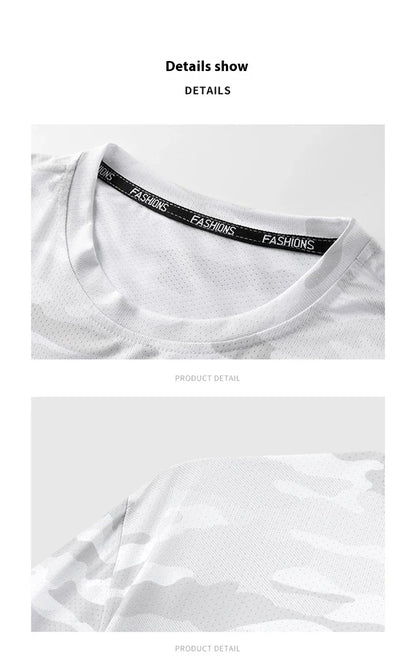 Functional Fabric Mosquito-Resistant Antibacterial Sweat-Wicking Ice Feeling 2025 New Ice Silk T-Shirt Men's Short Sleeve Thin Q