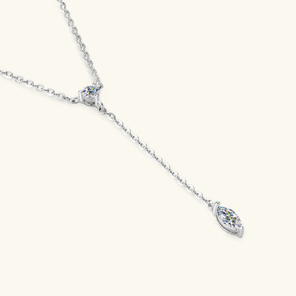 Marquise Cut Moissanite Necklaces Long Tassel Clavicle Chains Necklace for Women 925 Sterling Silver Jewelry Collares