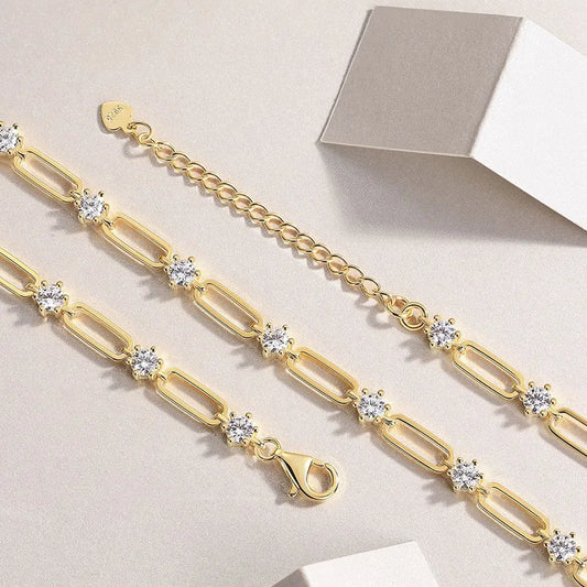 D VVS1 Moissanite Tennis Necklace s925 Sterling Silver Plated 18k Yellow Gold GRA Certified 18inch Necklaces for Women