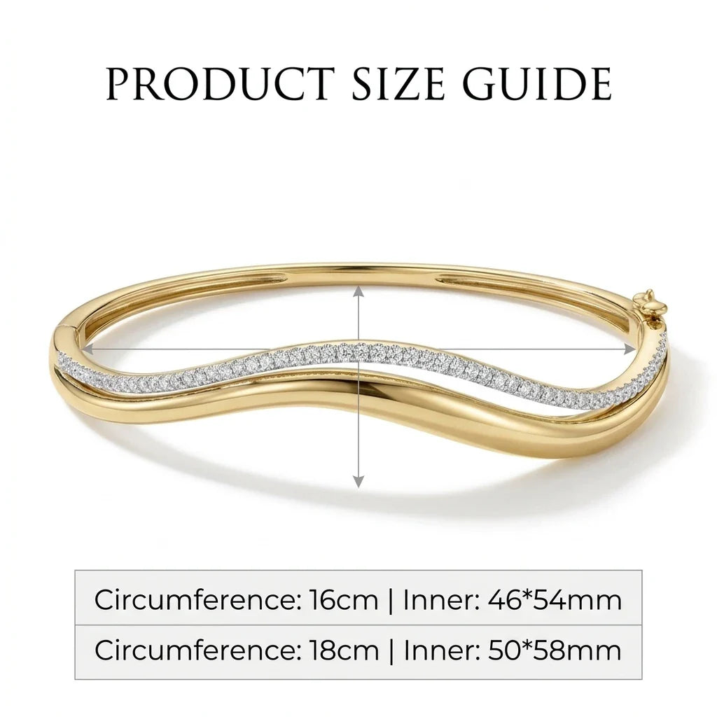 Moissanite Double Wavy Bangle Bracelets for Women GRA Certified 1.5mm Diamond s925 Sterling Silver Plated 18K Bracelet
