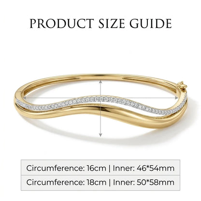 Moissanite Double Wavy Bangle Bracelets for Women GRA Certified 1.5mm Diamond s925 Sterling Silver Plated 18K Bracelet