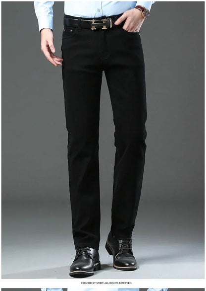 Large Size 42 44 Autumn 98% Cotton Men's Stretch Slim Jeans ArmyGreen Soft Comfortable Casual Straight Denim Pants Trousers