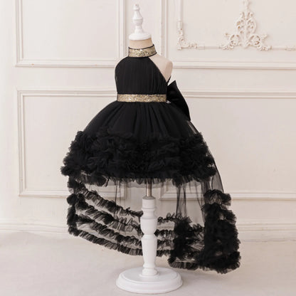 Big Bow Sequin Baby Party Girl Dresses Toddler Trailing 1st Bridesmaid Birthday Princess Dress Baby Gala Wedding Evening Costume