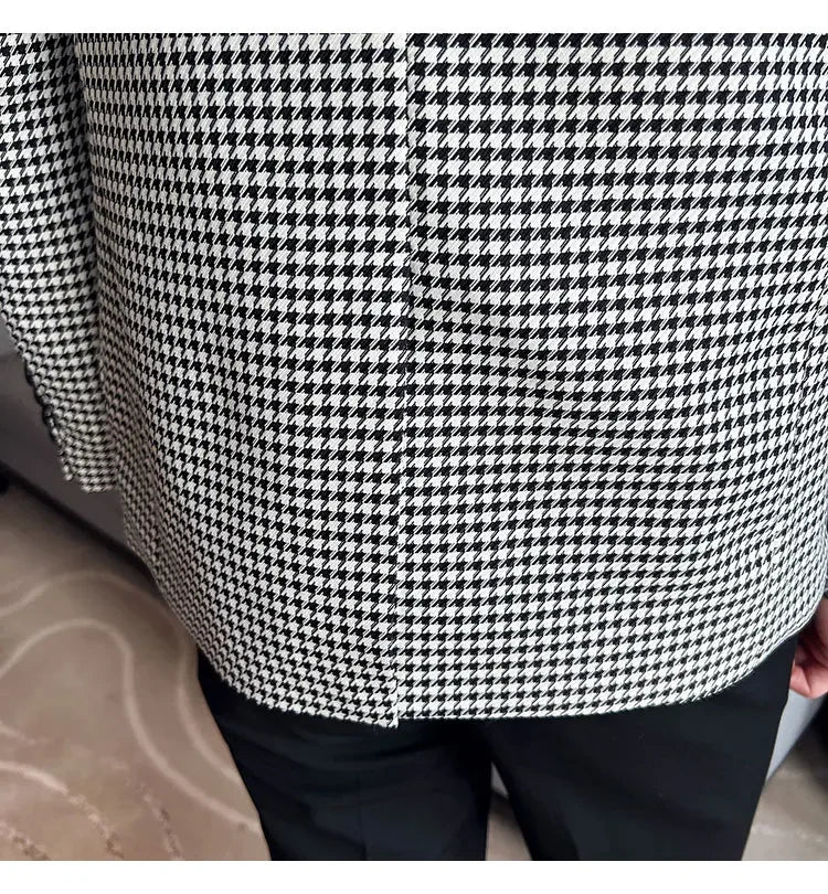 2025 Spring Men's Plaid Suit Jacket Korean Luxury Business Slim Fit Social Suit Jacket Formal Social Party Wedding Prom Tuxedo