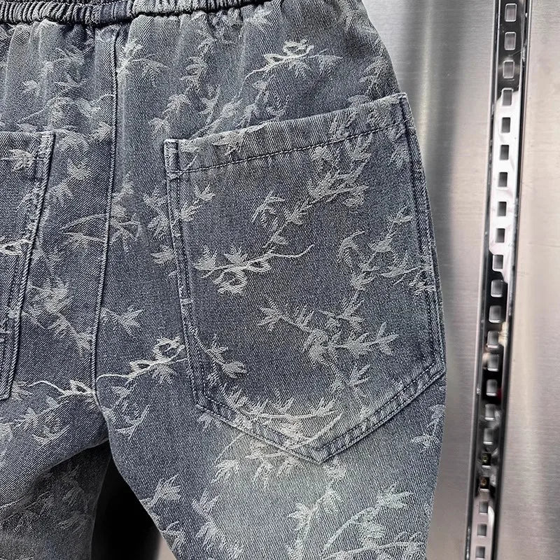 Jacquard American Classic Jeans Fashion Joints Harem Pants High Quality  Loose Harajuku Straight-Leg Trousers Men Clothing