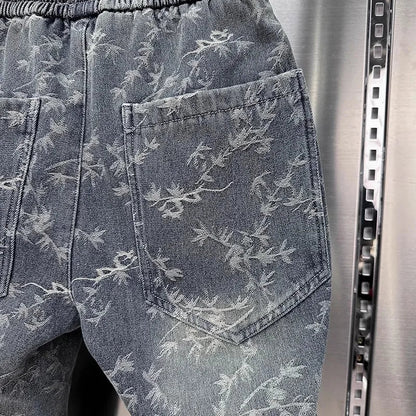 Jacquard American Classic Jeans Fashion Joints Harem Pants High Quality  Loose Harajuku Straight-Leg Trousers Men Clothing