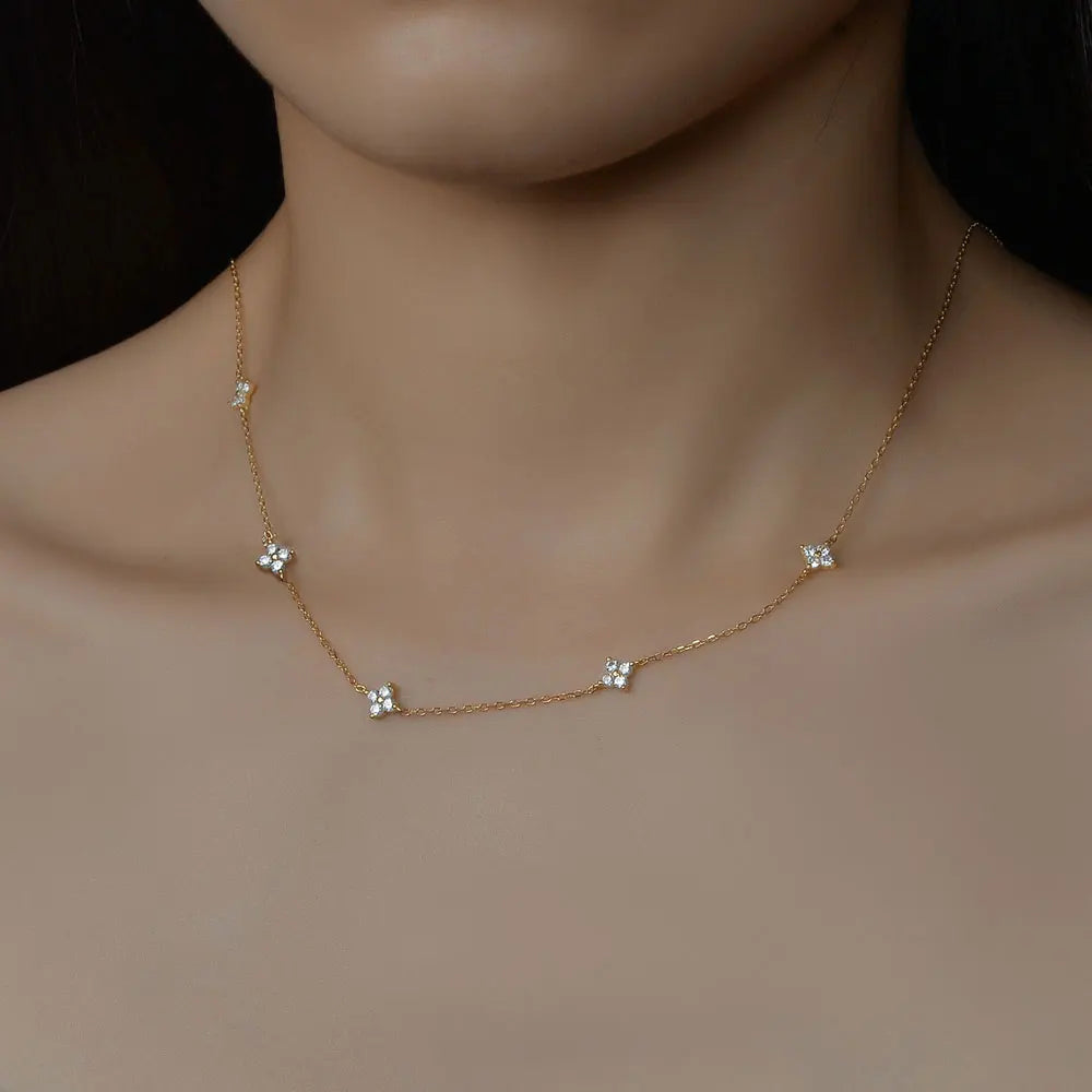 Four-Leaf Clover Moissanite Necklaces for Women 2mm D VVS1 GRA Certified Lab Moissanite s925 Sterling Silver Necklace