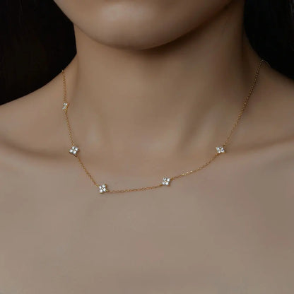 Four-Leaf Clover Moissanite Necklaces for Women 2mm D VVS1 GRA Certified Lab Moissanite s925 Sterling Silver Necklace