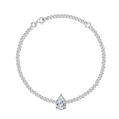 1CT 2CT 3CT Pear Cut Adjustable Moissanite Bracelets for Women Dainty Bridal Jewelry Lab Diamond Chain Pure 925 Silver