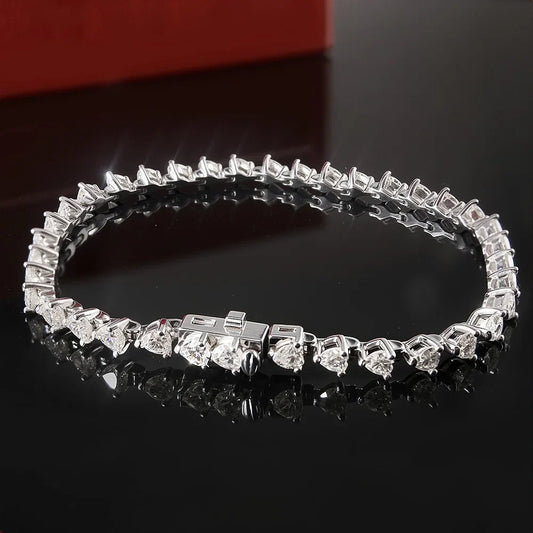 Bracelet moissanite cœur entier 3 mm, 100 % argent sterling S925 plaqué or 18 carats pour femme, bijoux raffinés pour fête, cadeau