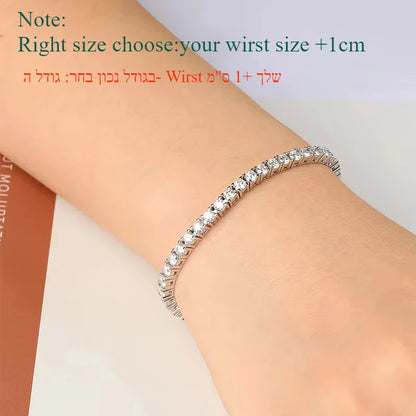 2-6.5mm Real Moissanite Tennis Bracelet for Women Christmas Gift Platinum Plated 100% 925 Sterling Silver Wedding Jewelry