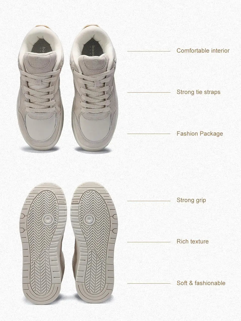 Women Walking Shoes Comfort Leather Casual Sneakers Female Fashion Skateboarding Shoes Non-Slip Height Increase