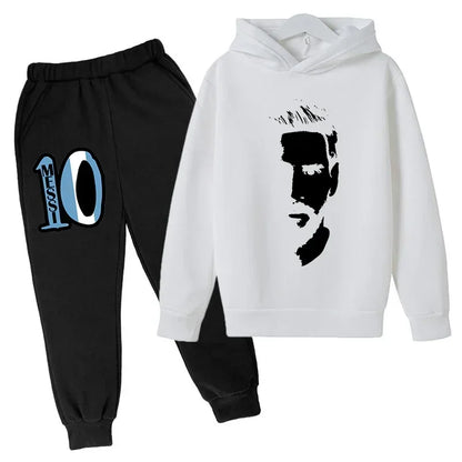 Spring Autumn Children's Hoodie Set Messi Avatar Printed Sportswear Hoodie Pants Suit 2-piece Set Boy Girl Kid Clothes Tracksuit