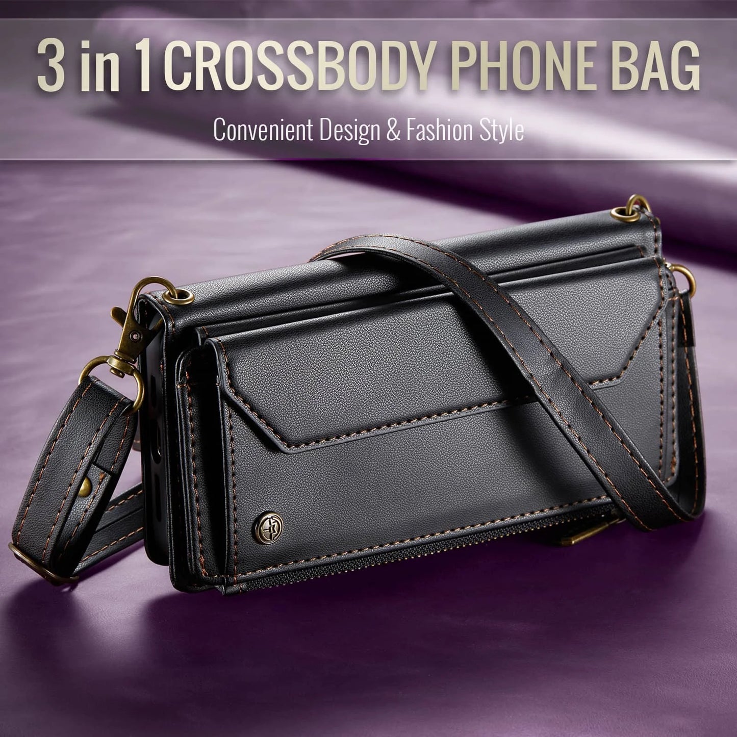 Crossbody Wallet Case for iPhone 17 Pro Max iPhon Air 17 Pro,RFID Blocking, 7-10 Card Slots, PU Leather Flip Wristlet with Strap