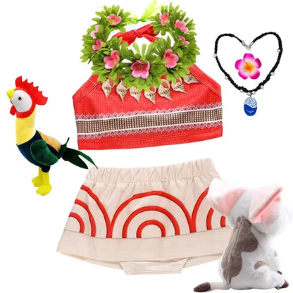 Girls Party Dresses Halloween Girls Little Moana Dress for Beach Summer Outfit Carnival Costumes Party Princess Vaiana Dress