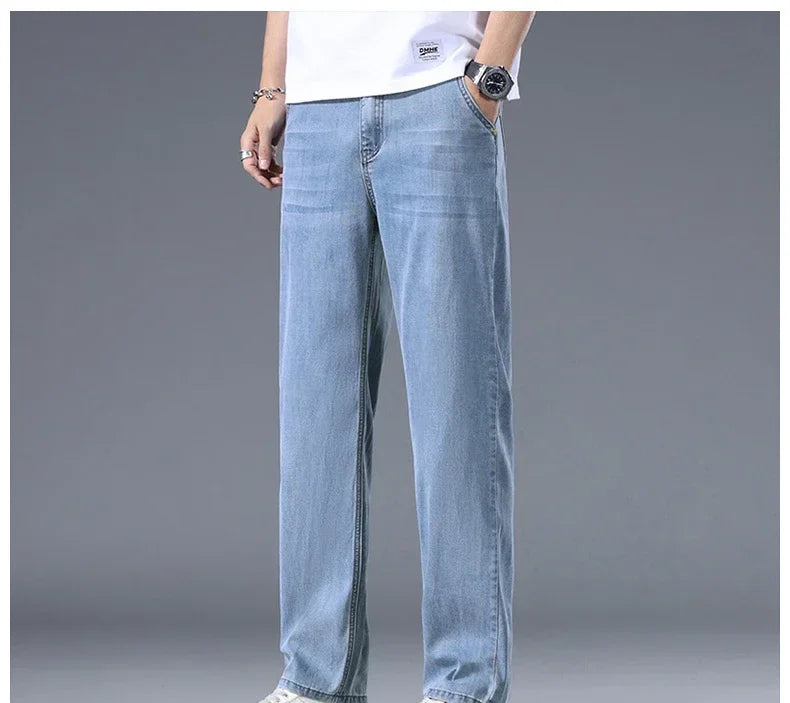 Business Jeans Men's Spring Thin Casual Straight Fashion Loose Brand Pants Comfortable Male Denim Trousers