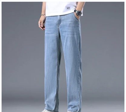Business Jeans Men's Spring Thin Casual Straight Fashion Loose Brand Pants Comfortable Male Denim Trousers