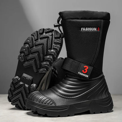 Men's New Snow Boots for Autumn and Winter, Fleece-Lined and Thickened, Cold-Proof, Outdoor Warm, Waterproof, Anti-Skiing, Hiking Boots