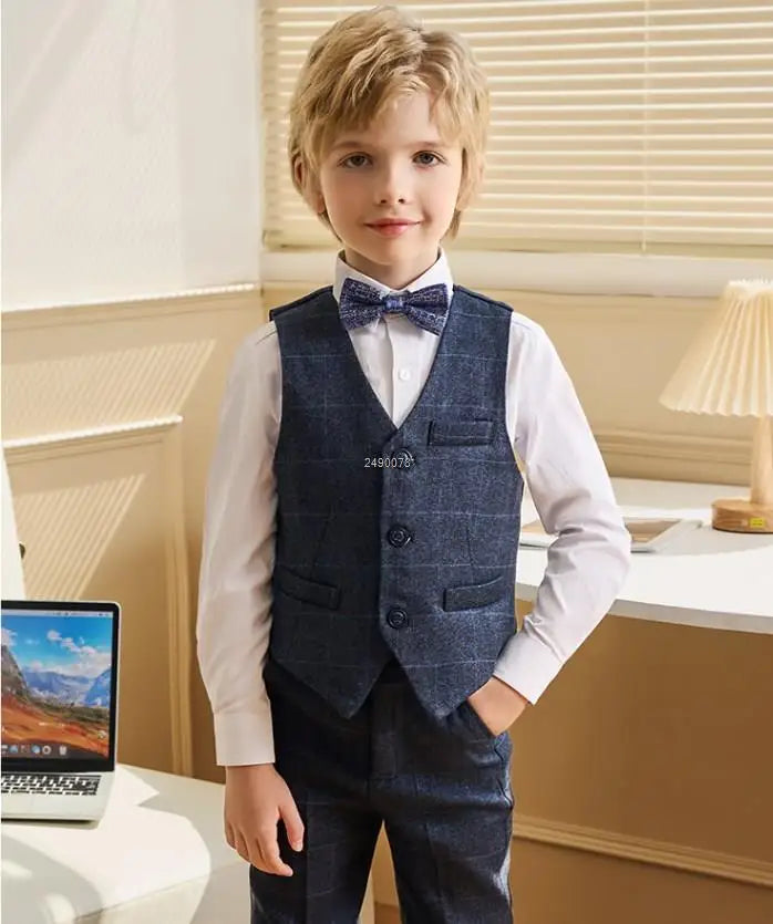 Flower Boys Wedding Suit Kids Formal Birthday Party Tuxedo Set Children Photograph Dress Child Performance Dance Show Costume