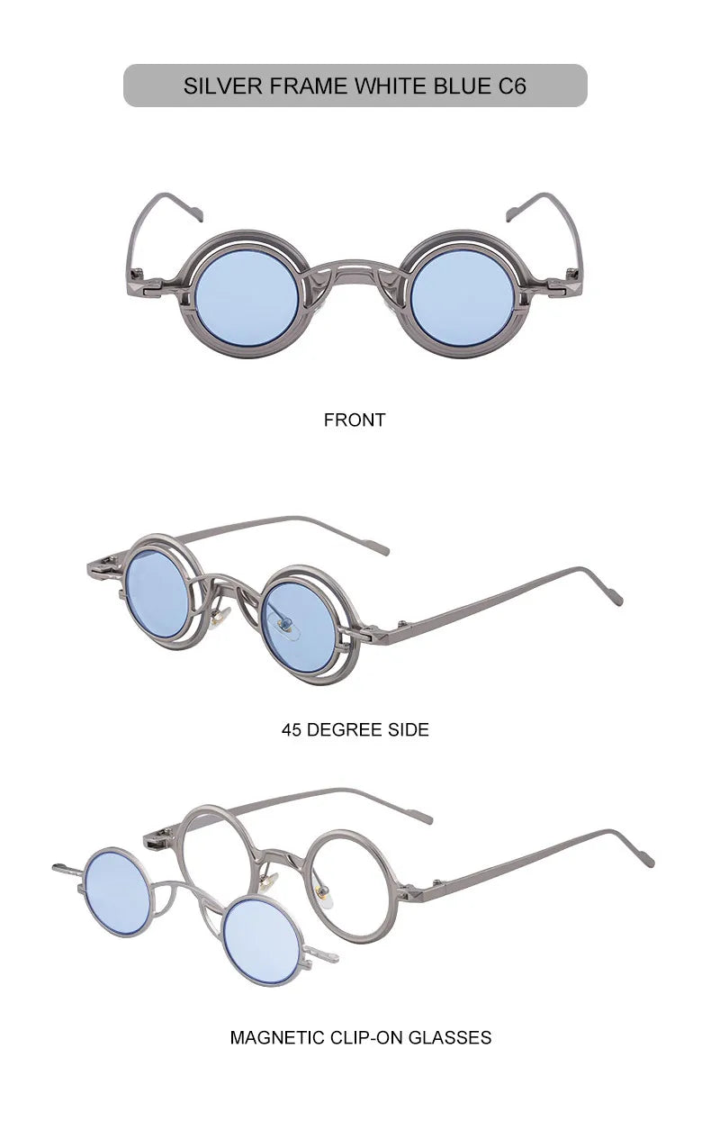 Steampunk Sunglasses For Men Metal Frame Vintage Retro Round Fashion Glasses Punk Dropshipping Gafas De Sol Lunette De Soleil