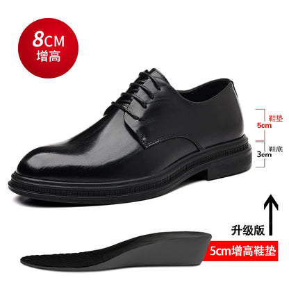 Spring Summer Increase Leather Shoes for Man Lace Designer Business Casual Shoes Male Fashion British Style Dress Shoe Man