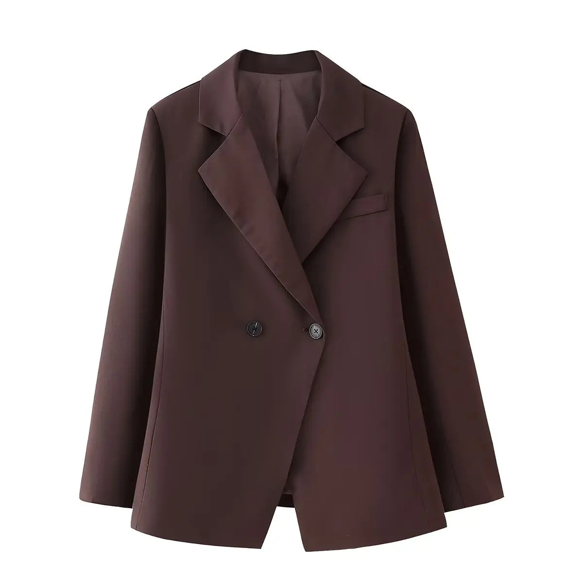 Women Fashion Solid Blazer Lapel Slim Double Breasted Long Suit Coat Female Wild Office Lady Commute Woman Outercoat Top