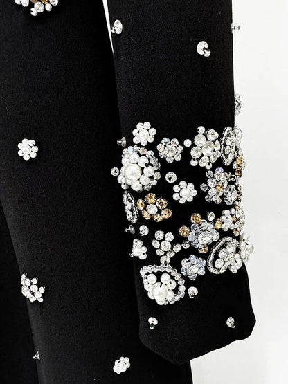 HIGH STREET Newest Fashion 2026 Designer Party Vestido Women's Formal Long Sleeve Luxurious Beaded Long Maxi Dress