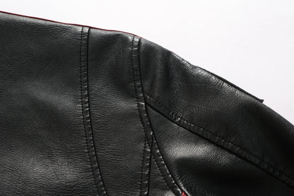 Men's Motorcycle Racing Suit PU Leather Label Color Jacket