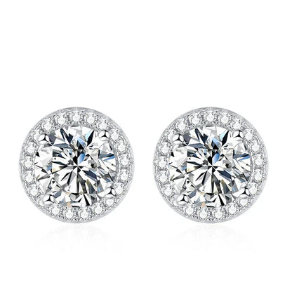 Moissanite Stud Earrings for Women 925 Sterling Silver Green Blue Pink Red Black Blue Sparkling Moissanite Studs Earring