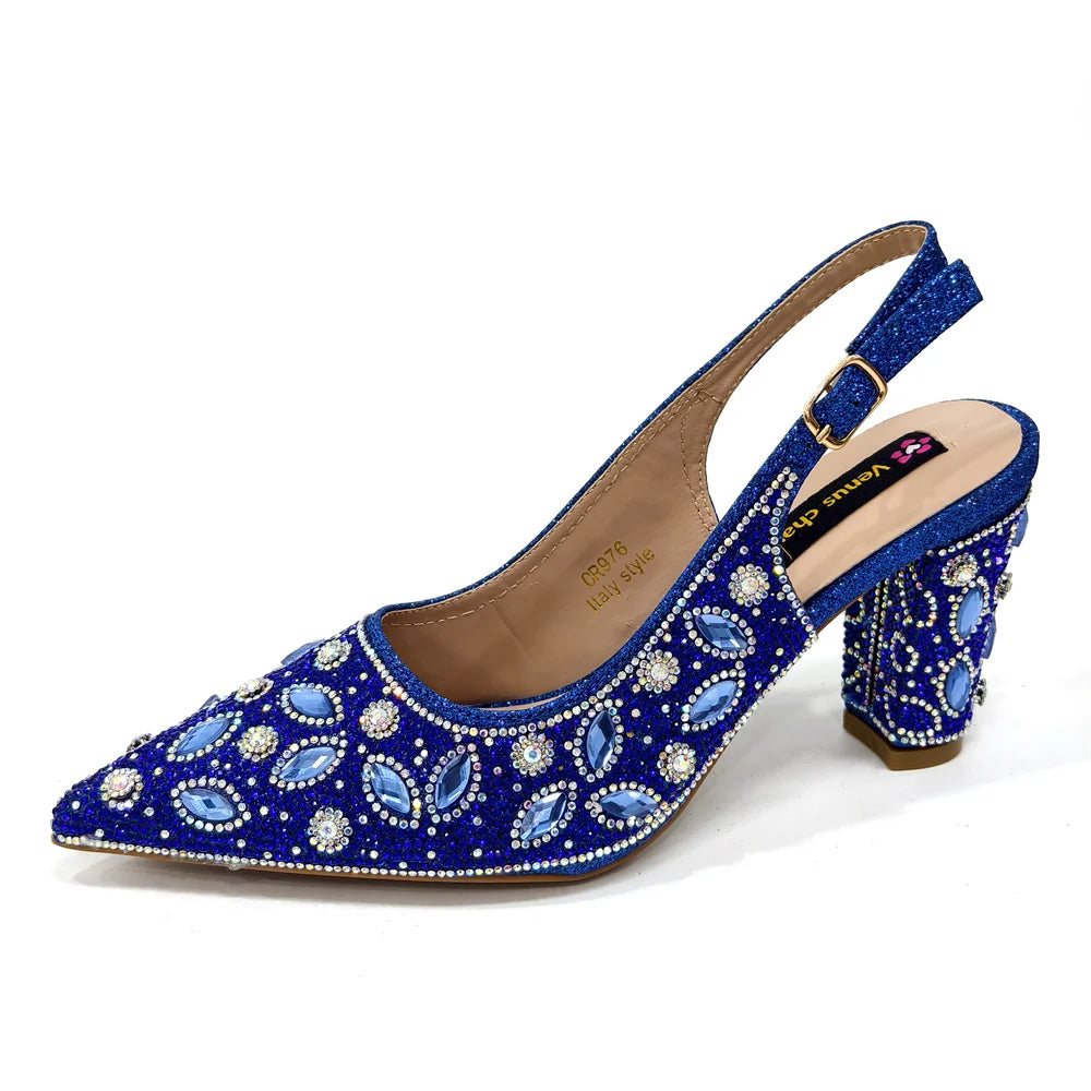 2025 Newest INS Style Black Color Elegant High Heels Nigeria Popular Design African Ladies Shoes And Bag Set For Party