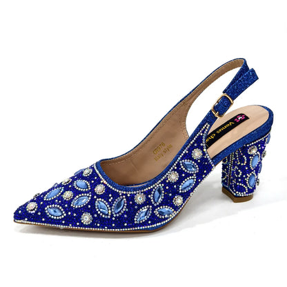2025 Newest INS Style Black Color Elegant High Heels Nigeria Popular Design African Ladies Shoes And Bag Set For Party