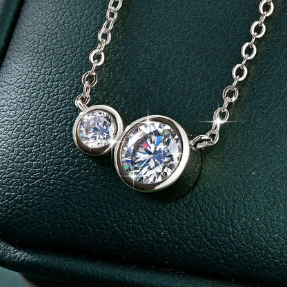 GRA Certified D VVS1 1.0CT Moissanite Diamond Round Pendant Necklace for Women Chain Fine Neck Jewelry Gifts Collares