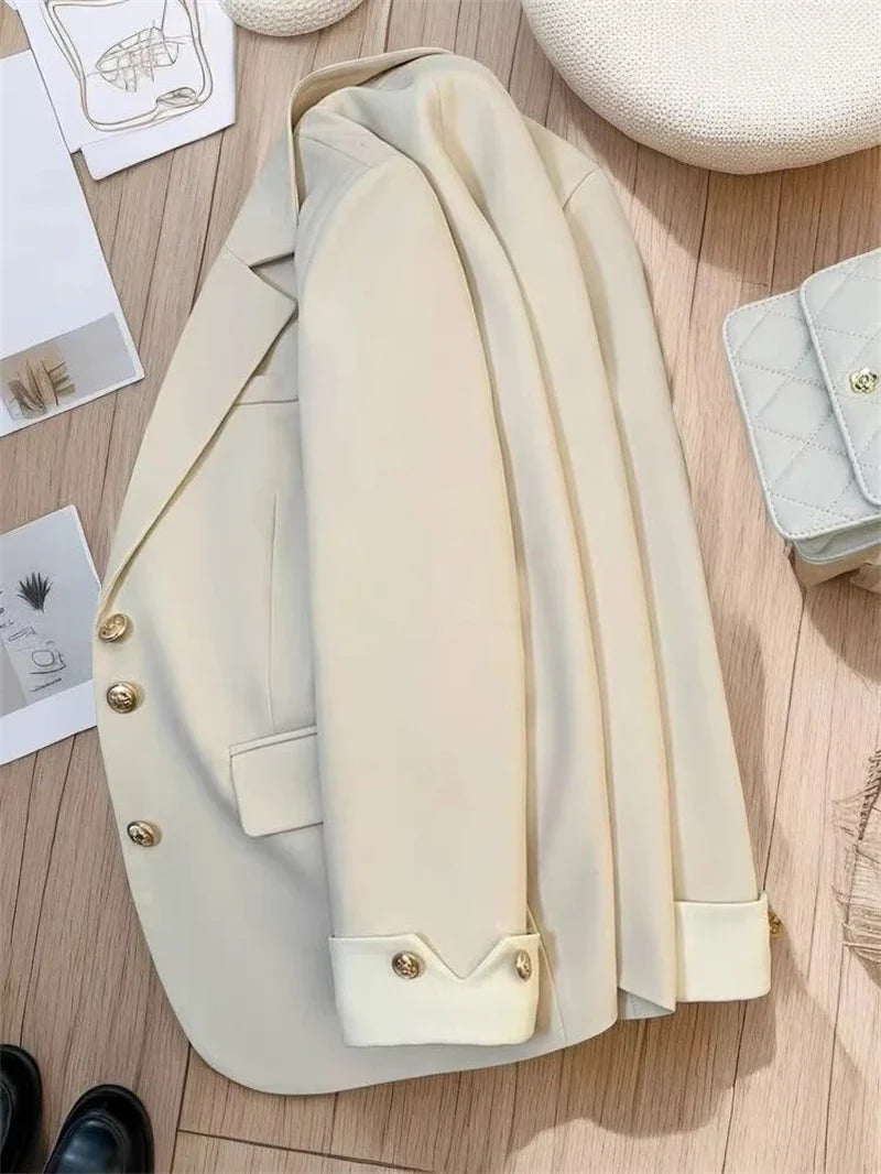 Mint Green Women Blazers 2025 Spring New Jackets Single Breasted Unique Cuff Design Notched Casual Suit Jacket Fashion Lady Coat