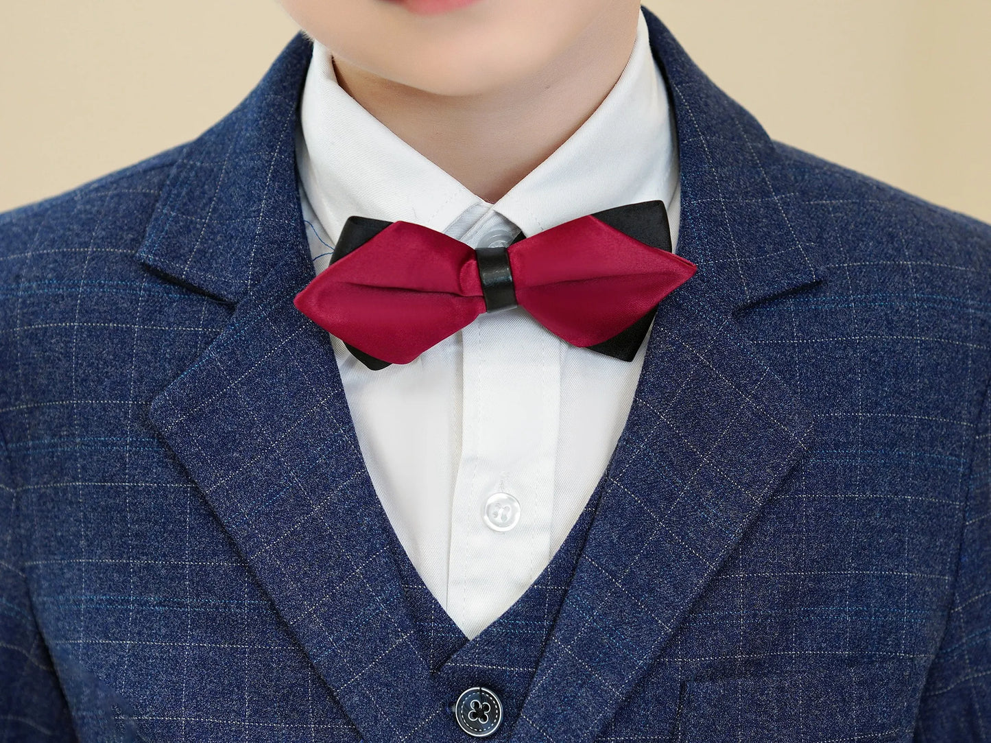Boys Plaid Suit 3 Piece Jacket Vest Pants Wedding Birthday Party Ceremony Competition Size 4-16Y Teen Suit