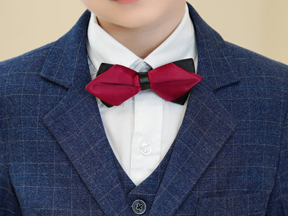 Boys Plaid Suit 3 Piece Jacket Vest Pants Wedding Birthday Party Ceremony Competition Size 4-16Y Teen Suit